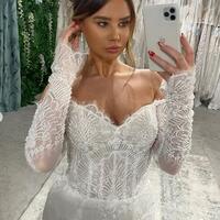 Luxury Appliques Lace Long Wedding Dress Bridal Dress Bridal Gown - Thumbnail 2
