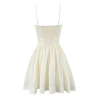 Small bow patchwork waist suspender skirt dress - Thumbnail 4