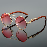 Retro Double-beam Leopard Head Round Frame Sunglasses - Thumbnail 3