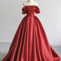 A-Line Satin Long Prom Party Dress - Thumbnail 1