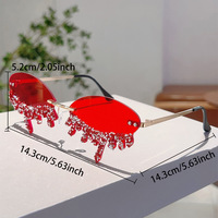 Rimless Oval Rhinestone Angel Tears Sunglasses - Thumbnail 2