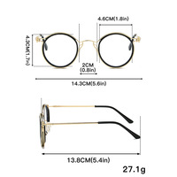 Retro Round Frame Anti-blue Light Glasses - Thumbnail 5