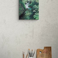 "Quinault Rain Forest" Acrylic painting on 16 x 20 inch stretched canvas. Original artwork by N.E.Thompson - Thumbnail 9