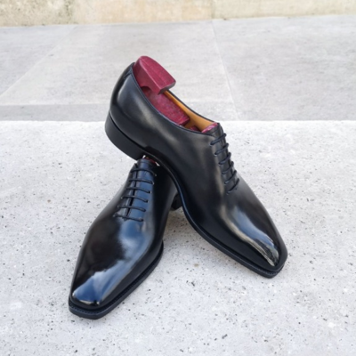 Handmade men black calf leather oxford dress shoes - Thumbnail 2