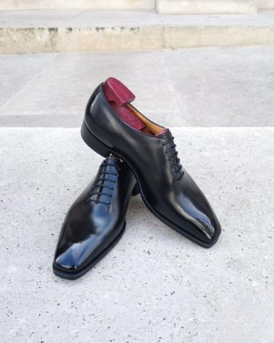 Handmade Men Black Calf Leather Oxford Dress Shoes