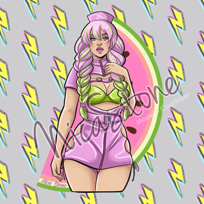 Watermelon braids - sticker