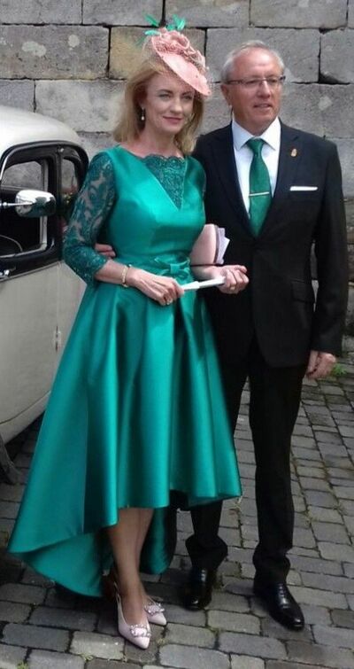 Elegant Green Lace Tea-length Mother of the Bride/Groom Dress Evening Formal Prom Dress