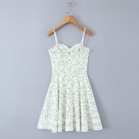 Lace embroidery print waist sexy fresh suspender dress - Thumbnail 2