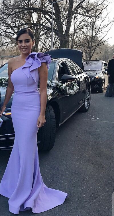 Elegant Purple Sheath One Shoulder Mother of the Bride/Groom Dress Evening Formal Prom Dress