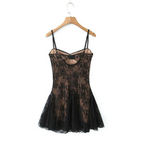 Retro style lace transparent suspender skirt dress - Thumbnail 4