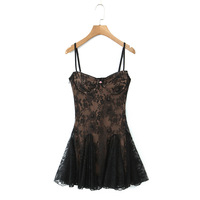 Retro style lace transparent suspender skirt dress - Thumbnail 5