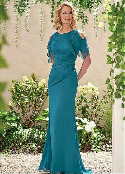 Elegant Blue Sheath Mother of the Bride/Groom Dress Evening Formal Prom Dress