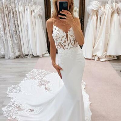  sexy mermaid appliques tulle wedding dress bridal dress bridal gown