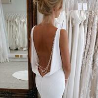 Sexy Mermaid Backless Satin Wedding Dress Bridal Dress Bridal Gown - Thumbnail 2