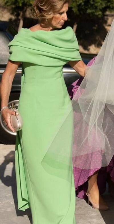 Elegant Green Sheath Off the Shoulder Mother of the Bride/Groom Dress Evening Formal Prom Dress
