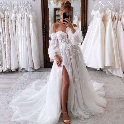 Sexy a-line appliques tulle wedding dress bridal dress bridal gown - Thumbnail 2