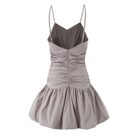 Pleated Fitted Suspender Short Floral Dress - Thumbnail 2