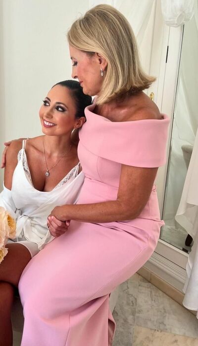 Elegant Pink Off the Shoulder Sheath Mother of the Bride/Groom Dress Evening Formal Prom Dress