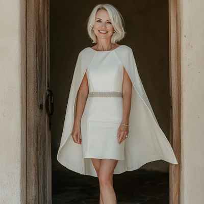 Elegant sheath tea-length with shawl mother of the bride/groom dress evening formal prom dress