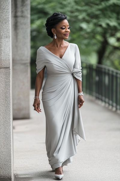 Elegant Light Grey Sheath Mother of the Bride/Groom Dress Evening Formal Prom Dress