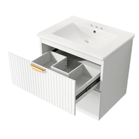 Modern 24-Inch Wall-Mounted Bathroom Vanity with 2 Drawers  - Thumbnail 2