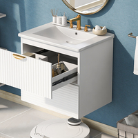 Modern 24-Inch Wall-Mounted Bathroom Vanity with 2 Drawers  - Thumbnail 5
