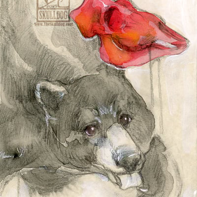 Skulls in red hanging heavy: bear