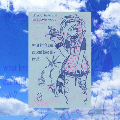 Strawberry cake slice risograph print