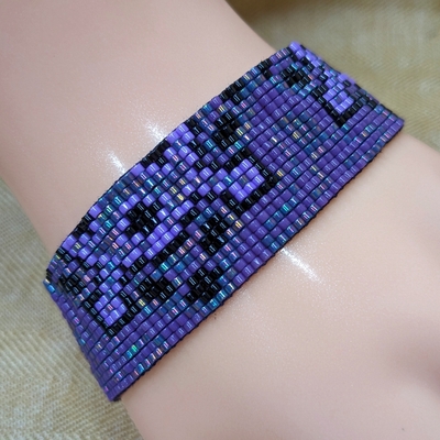 Pixel bracelet - purple glazed terracotta