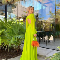 A-Line Elegant V Neck Chiffon Green Evening Dresses  - Thumbnail 1