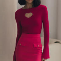 Cut out Heart Knit Top - Thumbnail 1