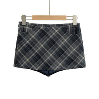 Retro sexy high waist A-line plaid ultra-short hip skirt - Thumbnail 2
