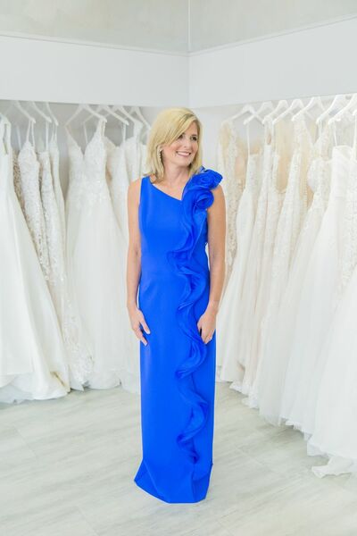 Elegant Royal Blue Sheath with Detachable Train Mother of the Bride/Groom Dress Evening Formal Prom Dress
