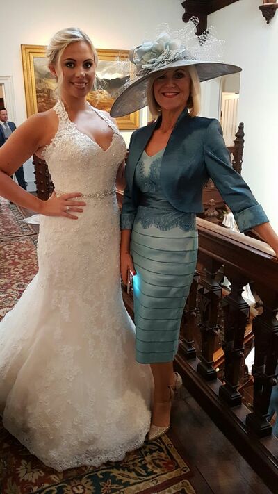 Elegant Blue Sheath Tea-length Mother of the Bride/Groom Dress Evening Formal Prom Dress