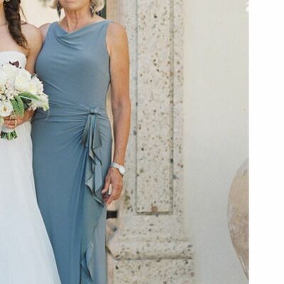 Elegant blue sheath mother of the bride/groom dress evening formal prom dress