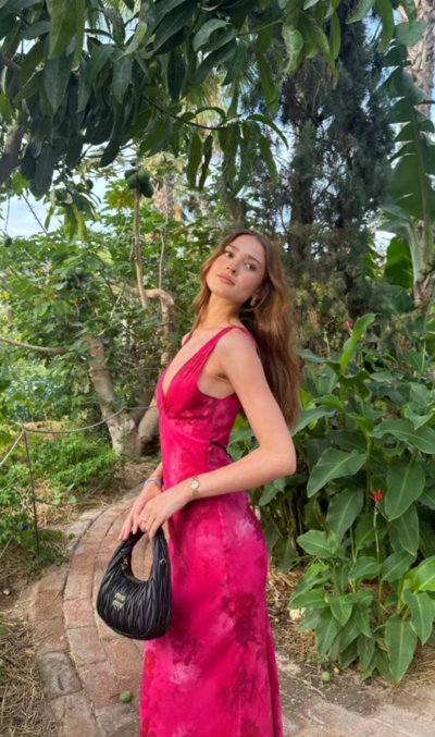 Charming Deep V Neck Print Floral Long Prom Dress