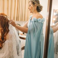 Elegant Sheath Blue Off the Shoulder Handmade Flowers Mother of the Bride/Groom Dress Evening Formal Prom Dress - Thumbnail 1