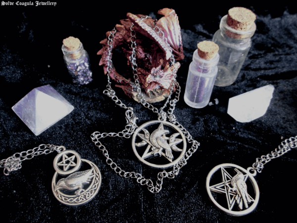 Celtic Crows and Pentacles Necklaces