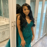 Mermaid Dark Green Tulle Lace Prom Dress With Beading - Thumbnail 1