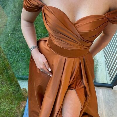 Sexy off the shoulder side slit prom dress formal dress evening gowns - Thumbnail 2