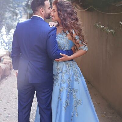 Elegant a line lace appliques prom dress formal dress evening gowns - Thumbnail 2