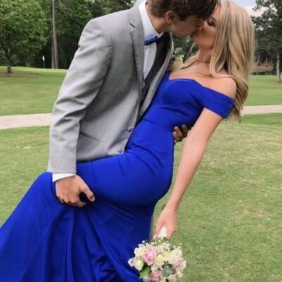 Sexy royal blue mermaid off the shoulder prom dress formal dress evening gowns