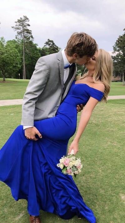 Sexy Royal Blue Mermaid Off the Shoulder Prom Dress Formal Dress Evening Gowns