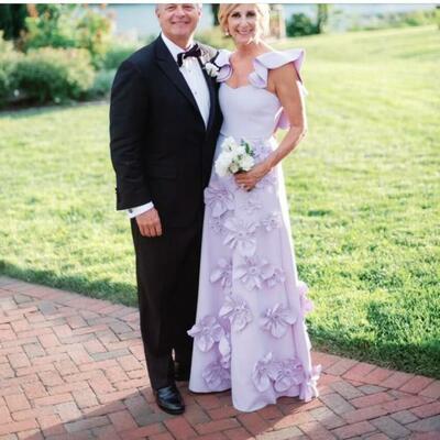 Elegant violet handmade flowers mother of the bride/groom dress evening formal prom dress