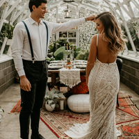 Bohemian Lace Wedding Dress, Boho Backless Bridal Dress Bridal Gown - Thumbnail 2