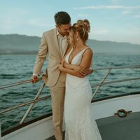 Sheath Lace Wedding Dress, V-neck Backless Bridal Dress Bridal Gown - Thumbnail 3