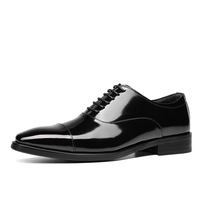 Men's top layer cowhide open edge bead business formal shoes - Thumbnail 3