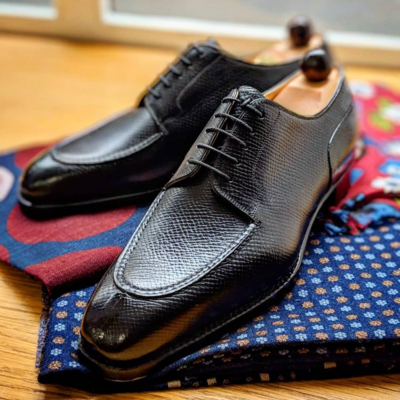 Handmade Men Black Grain Leather Dress Shoes