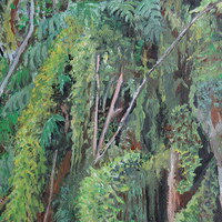 "Hollowed Tree Stump" Original acrylic painting by N.E.Thompson, artwork size 11x14 inches - Thumbnail 6