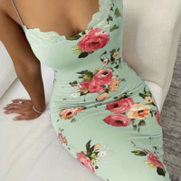 Lace Trim Spaghetti Strap Floral Maxi Dress  - Thumbnail 4
